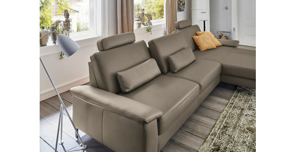 ECKSOFA in Echtleder Graubraun 334/176 cm - Graubraun/Schwarz, Design, Leder/Metall (334/176cm) - Dieter Knoll