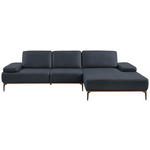 ECKSOFA 16580 Sprint in Echtleder Dunkelblau  314/176 cm  - Bronzefarben/Dunkelblau, Design, Leder/Holz (314/176cm) - Valnatura