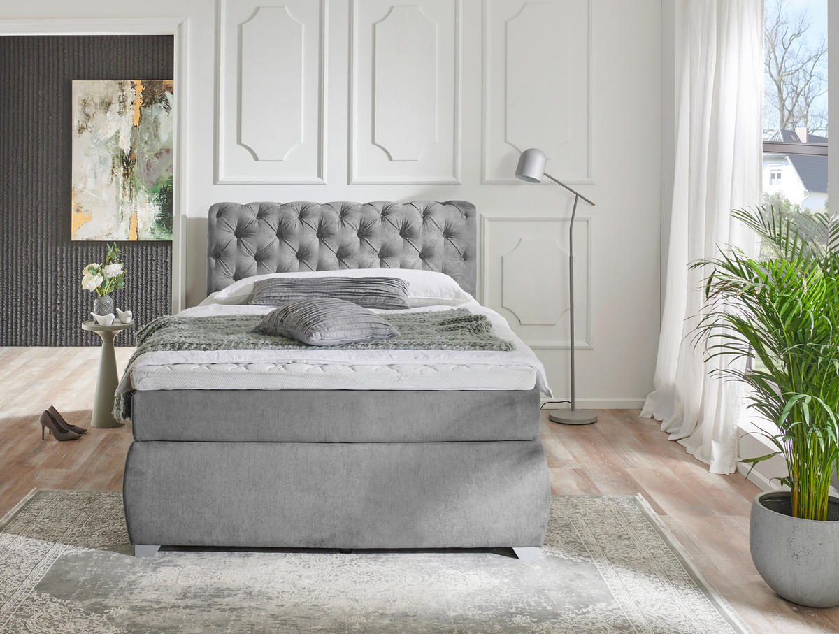 BOXSPRINGBETT 140/200 cm  in Grau  - Grau, Modern, Kunststoff/Textil (140/200cm) - MID.YOU