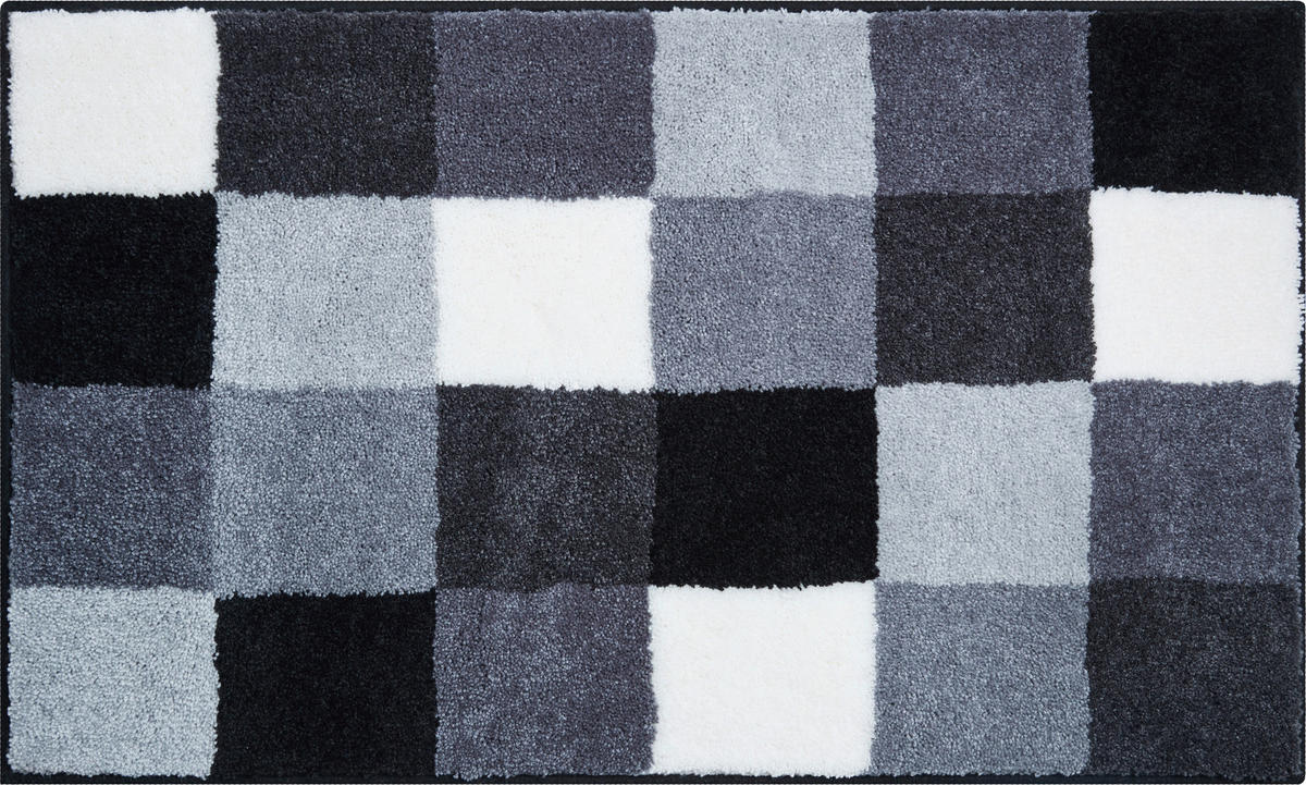 BADTEPPICH Grau, Schwarz, Weiß 60/100 cm  - Schwarz/Weiß, Basics, Kunststoff/Textil (60/100cm) - Grund