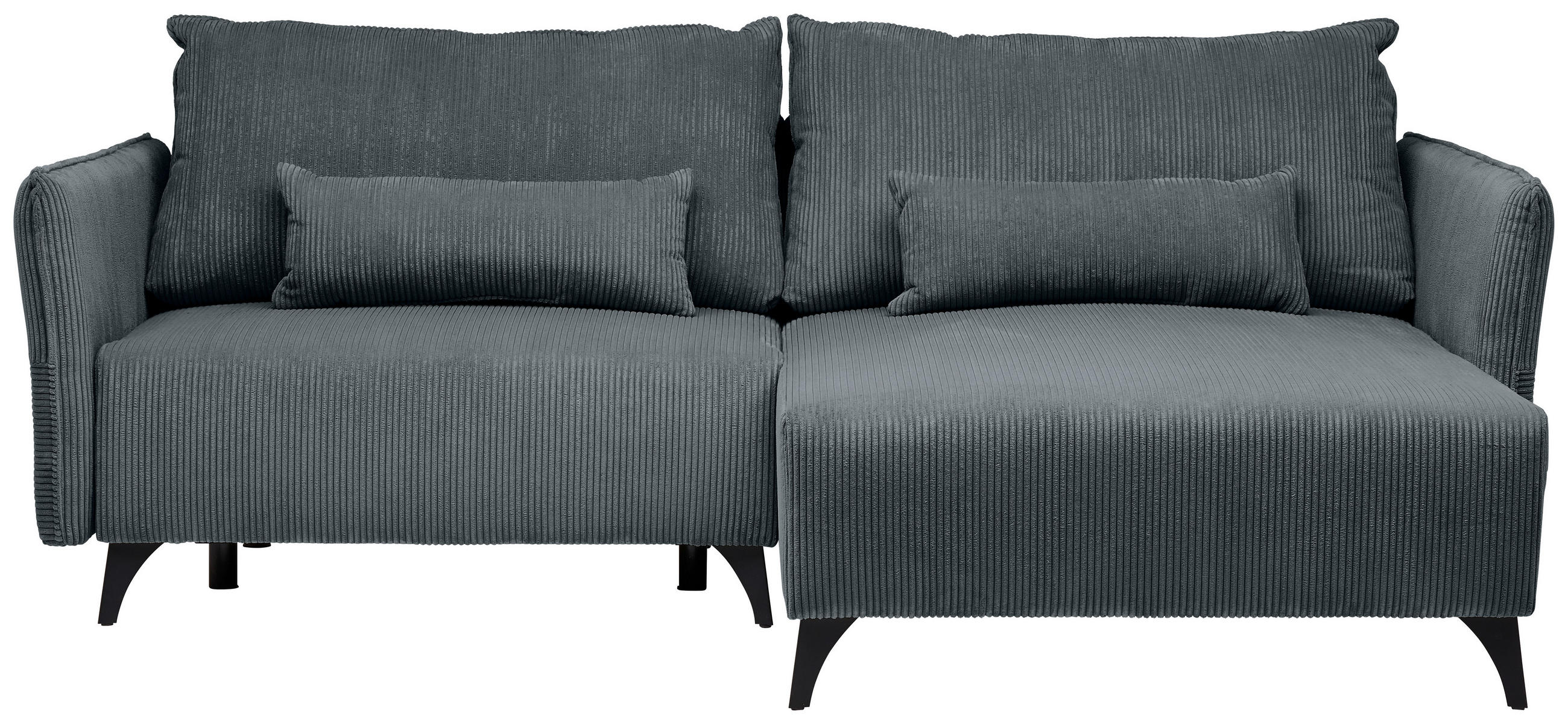 ECKSOFA Dunkelgrau Cord  - Dunkelgrau/Schwarz, Design, Textil/Metall (254/175cm) - Stylife