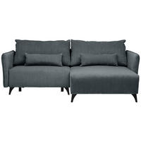 ECKSOFA Dunkelgrau Cord  - Dunkelgrau/Schwarz, Design, Textil/Metall (254/175cm) - Stylife