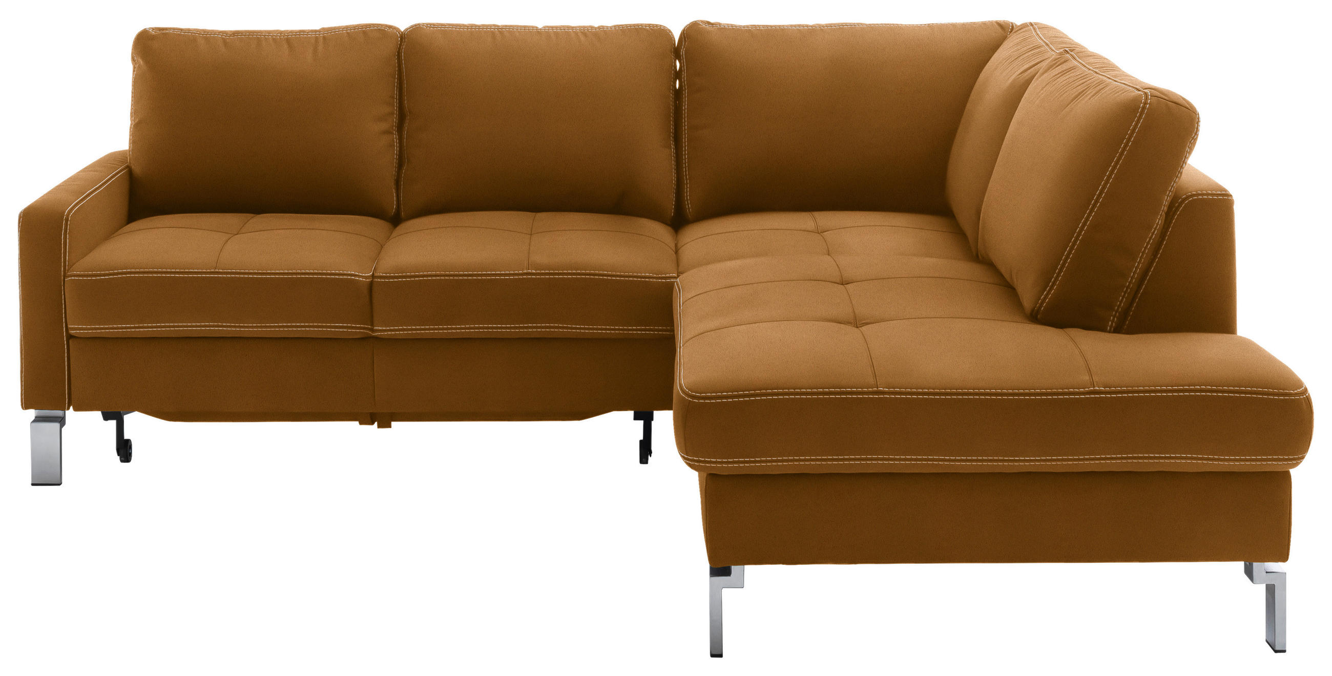 ECKSOFA in Mikrofaser Goldfarben  229/200 cm  - Chromfarben/Beige, Design, Textil/Metall (229/200cm) - Pure Home Lifestyle