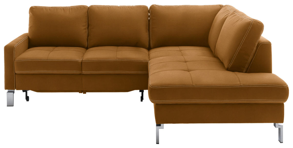 ECKSOFA in Mikrofaser Goldfarben  229/200 cm  - Chromfarben/Beige, Design, Textil/Metall (229/200cm) - Pure Home Lifestyle