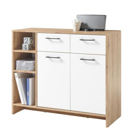 KOMODA   100/92/38 cm   bijela, boje hrasta  - bijela/boje hrasta, Design, drvni materijal/plastika (100/92/38cm) - Xora