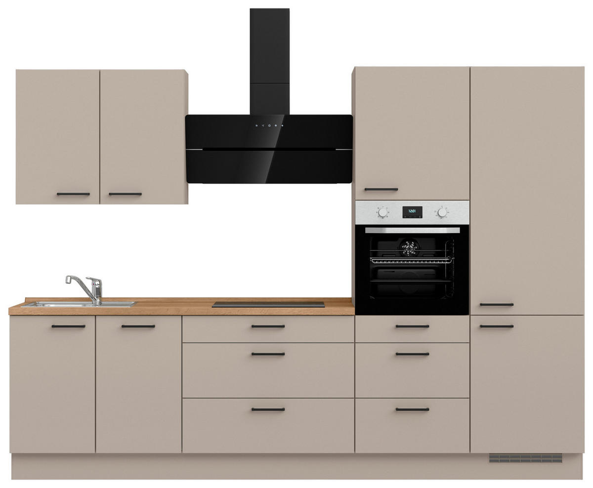 KÜCHENBLOCK Easytouch 300 cm  in Eichefarben, Sandfarben  - Sandfarben/Eichefarben, MODERN, Holzwerkstoff/Metall (300cm) - Nobilia