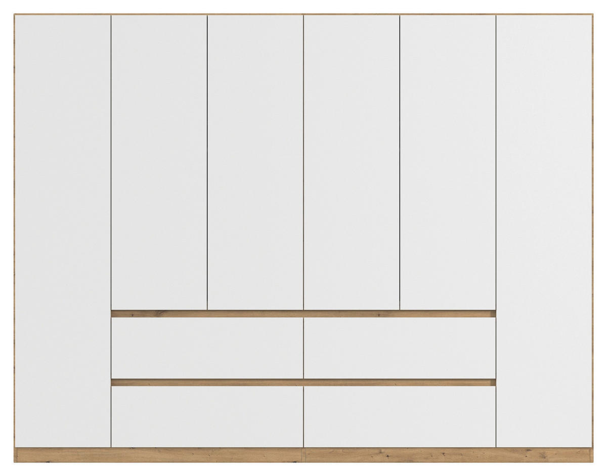 DREHTÜRENSCHRANK in Weiss, Eiche Artisan  - Weiss/Eiche Artisan, Basics, Holzwerkstoff (271/210/54cm) - Rauch Möbel