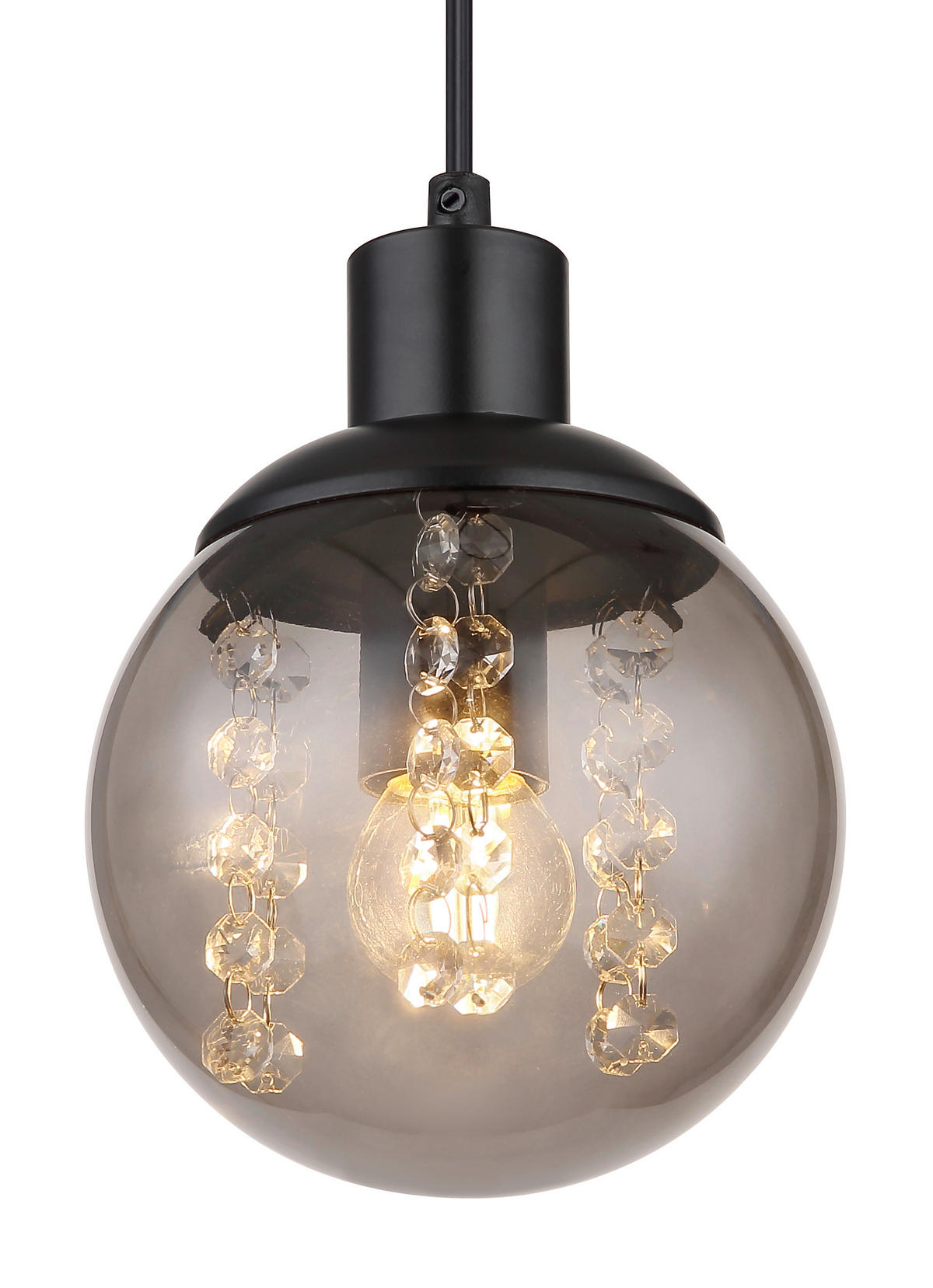 HÄNGELEUCHTE 15/150 cm   - Klar/Schwarz, Design, Glas/Kunststoff (15/150cm) - Globo