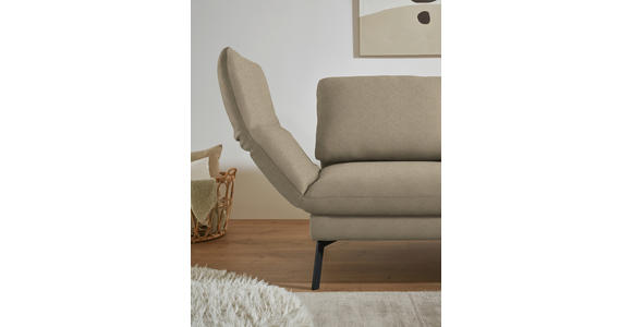 ECKSOFA  in Flachgewebe Hellbraun Armteilverstellung, Relaxfunktion, Drehsitzfunktion  255-365/175-224 cm  - Hellbraun/Schwarz, Design, Textil/Metall (255-365/175-224cm) - Dieter Knoll