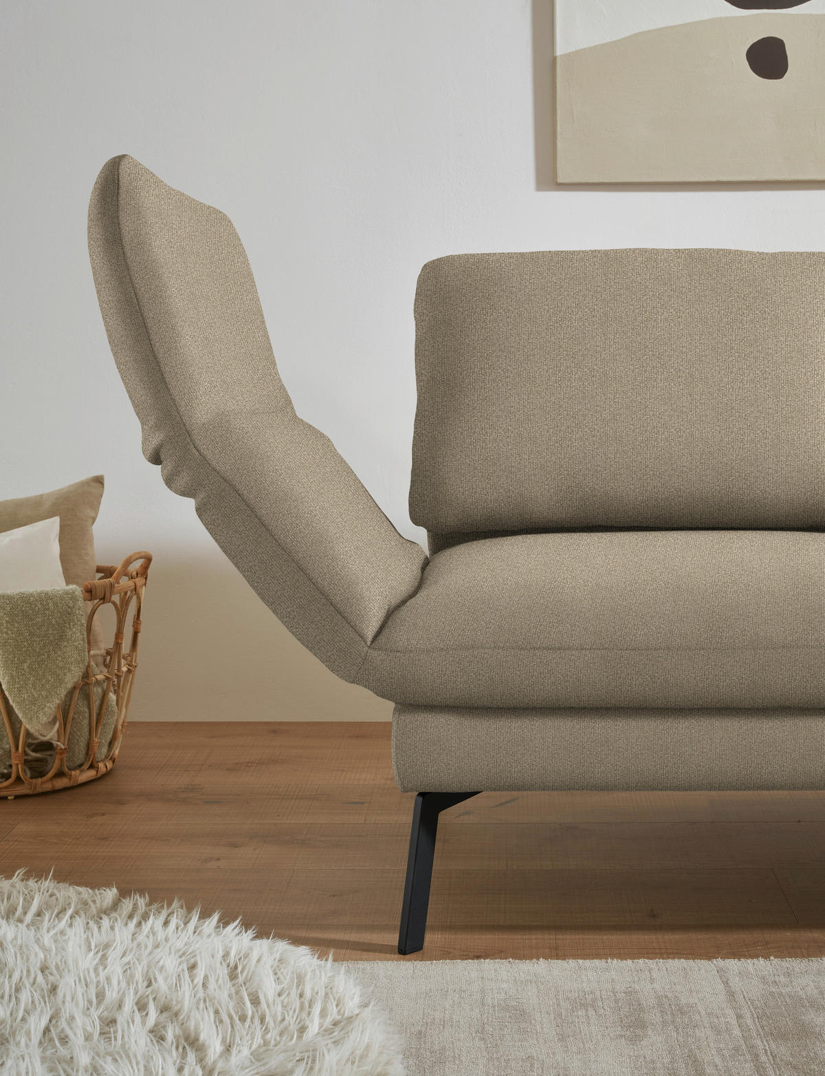 ECKSOFA  in Flachgewebe Hellbraun  255-365/175-224 cm  - Hellbraun/Schwarz, Design, Textil/Metall (255-365/175-224cm) - Dieter Knoll