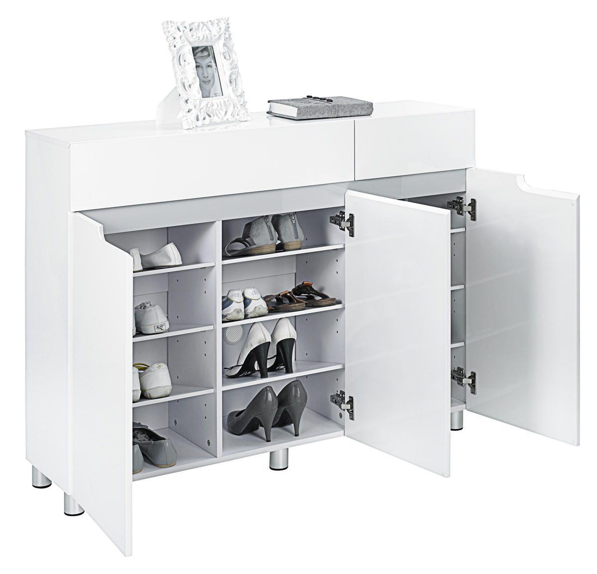 SCHUHSCHRANK Grau, Weiß  - Weiß/Grau, Design, Holzwerkstoff/Metall (120/89/31cm) - Xora