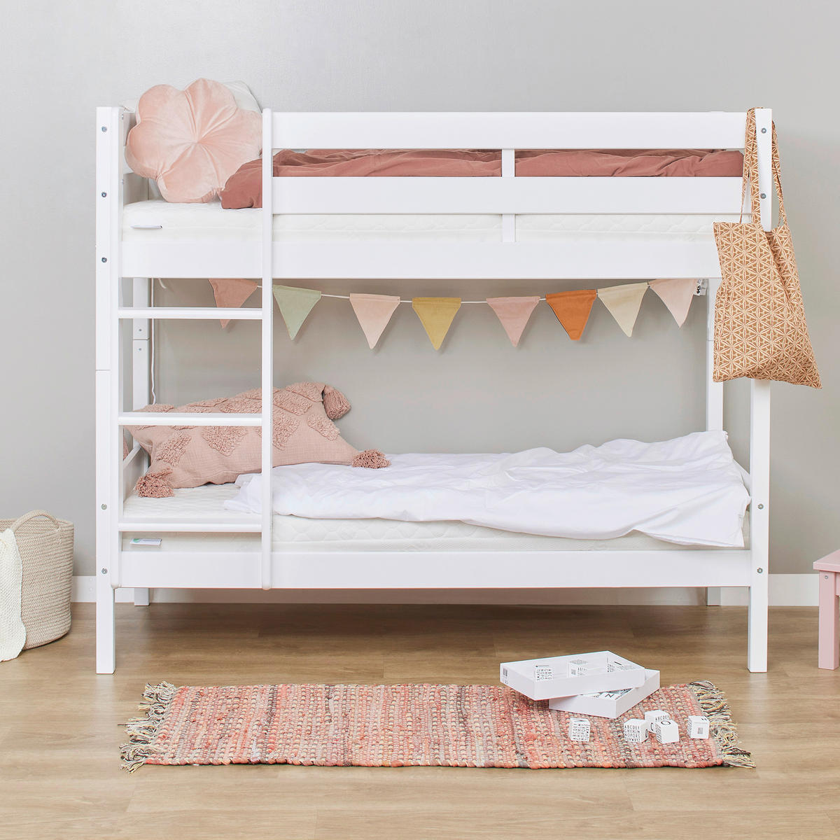 ETAGENBETT - Naturfarben/Weiß, MODERN, Holz (70/160cm) - MID.YOU