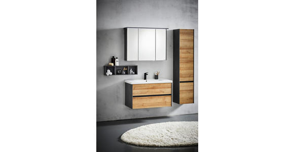 BADEZIMMER  in 91 cm  - Eichefarben/Dunkelgrau, KONVENTIONELL, Glas/Keramik (91cm) - Dieter Knoll