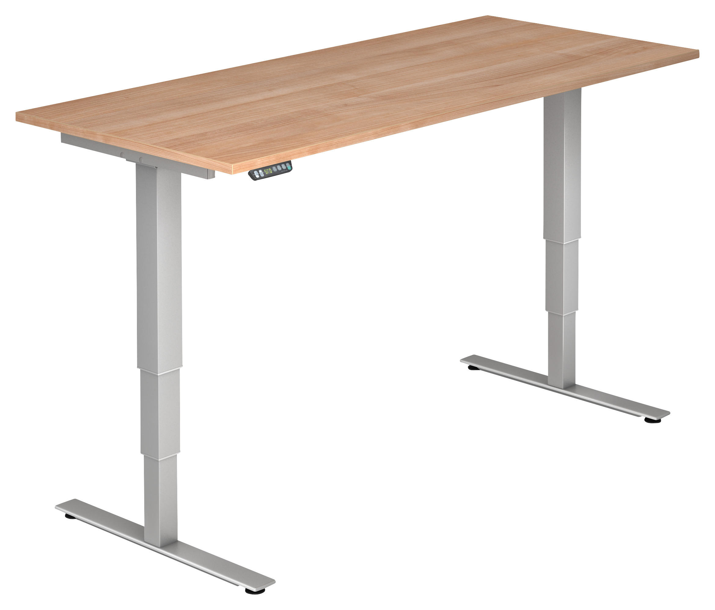 SCHREIBTISCH 180/80/63,5-128,5 cm  in Silberfarben, Nussbaumfarben  - Silberfarben/Nussbaumfarben, KONVENTIONELL, Holzwerkstoff/Metall (180/80/63,5-128,5cm) - Venda