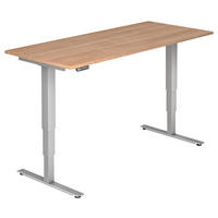 SCHREIBTISCH 180/80/63,5-128,5 cm  in Silberfarben, Nussbaumfarben  - Silberfarben/Nussbaumfarben, KONVENTIONELL, Holzwerkstoff/Metall (180/80/63,5-128,5cm) - Venda