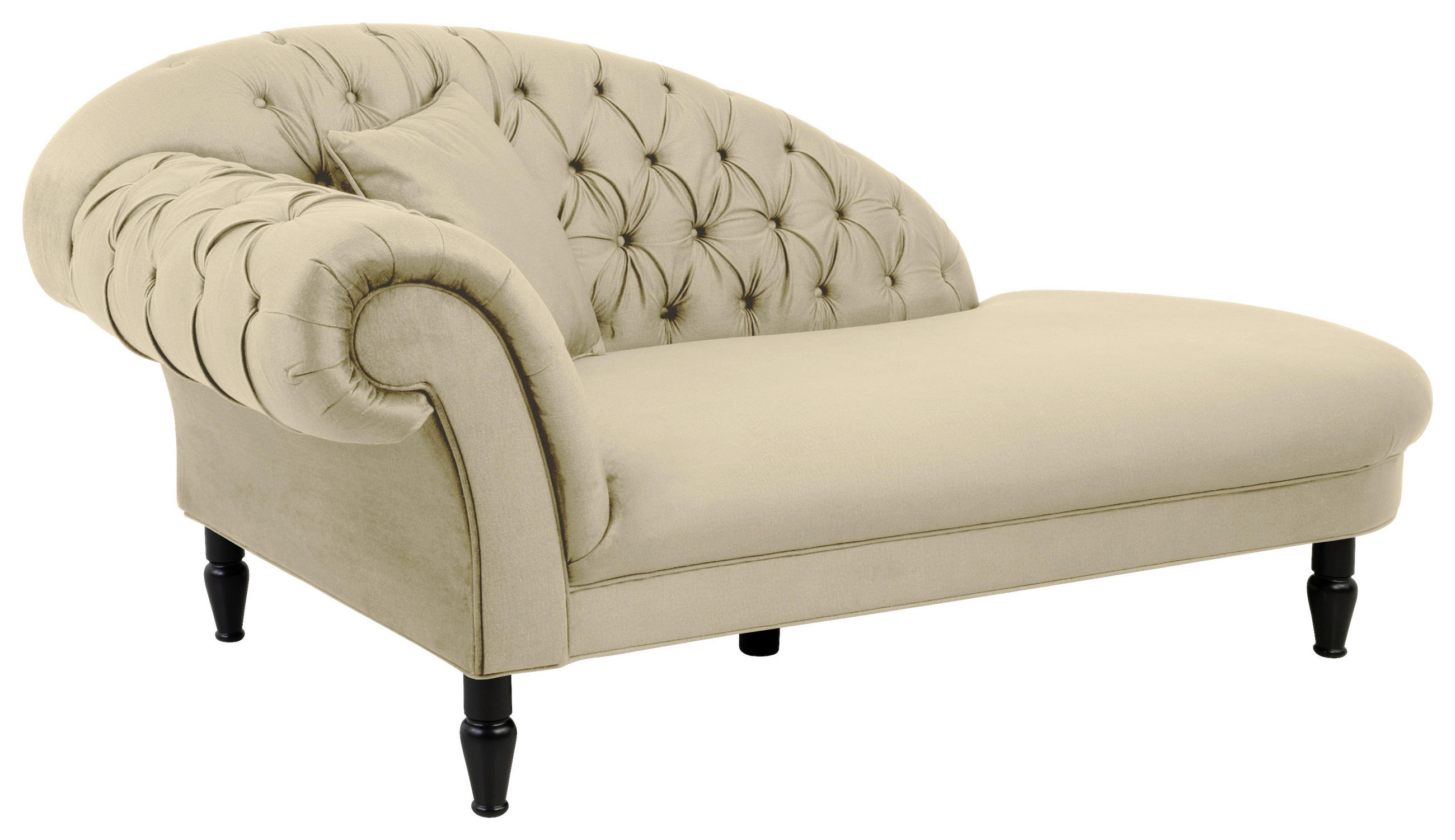 RÉCAMIERE Beige Velours  - Beige/Schwarz, Design, Holz/Textil (216/91/103cm) - MID.YOU