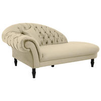 RÉCAMIERE in Velours Beige  - Beige/Schwarz, Design, Holz/Textil (216/91/103cm) - MID.YOU