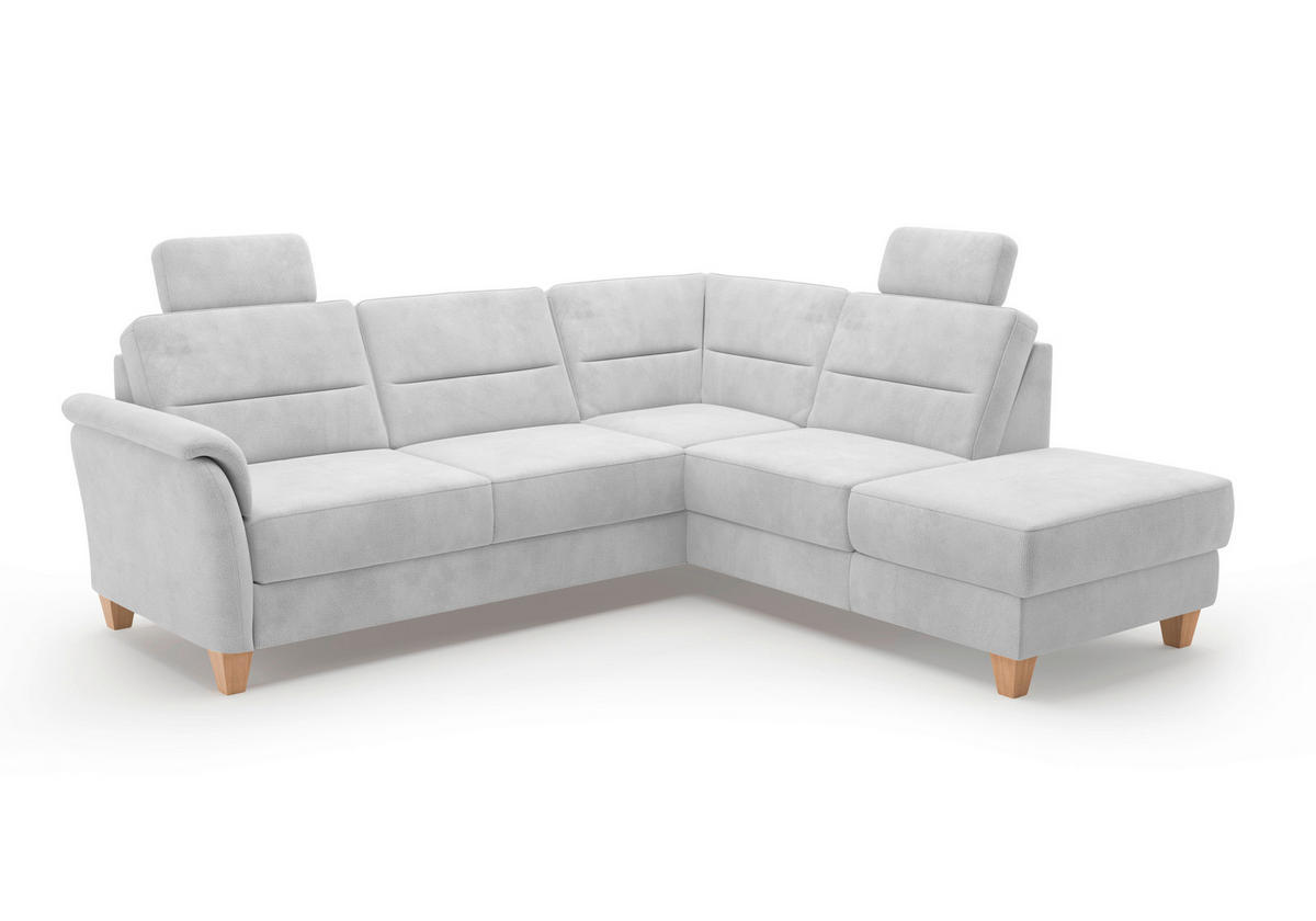 ECKSOFA in Flachgewebe Silberfarben  236/212 cm  - Eichefarben/Silberfarben, KONVENTIONELL, Holz/Textil (236/212cm) - Sit & More
