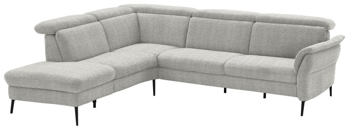ECKSOFA in Struktur Silberfarben  - Silberfarben/Schwarz, Modern, Textil/Metall (235/275cm) - Cantus