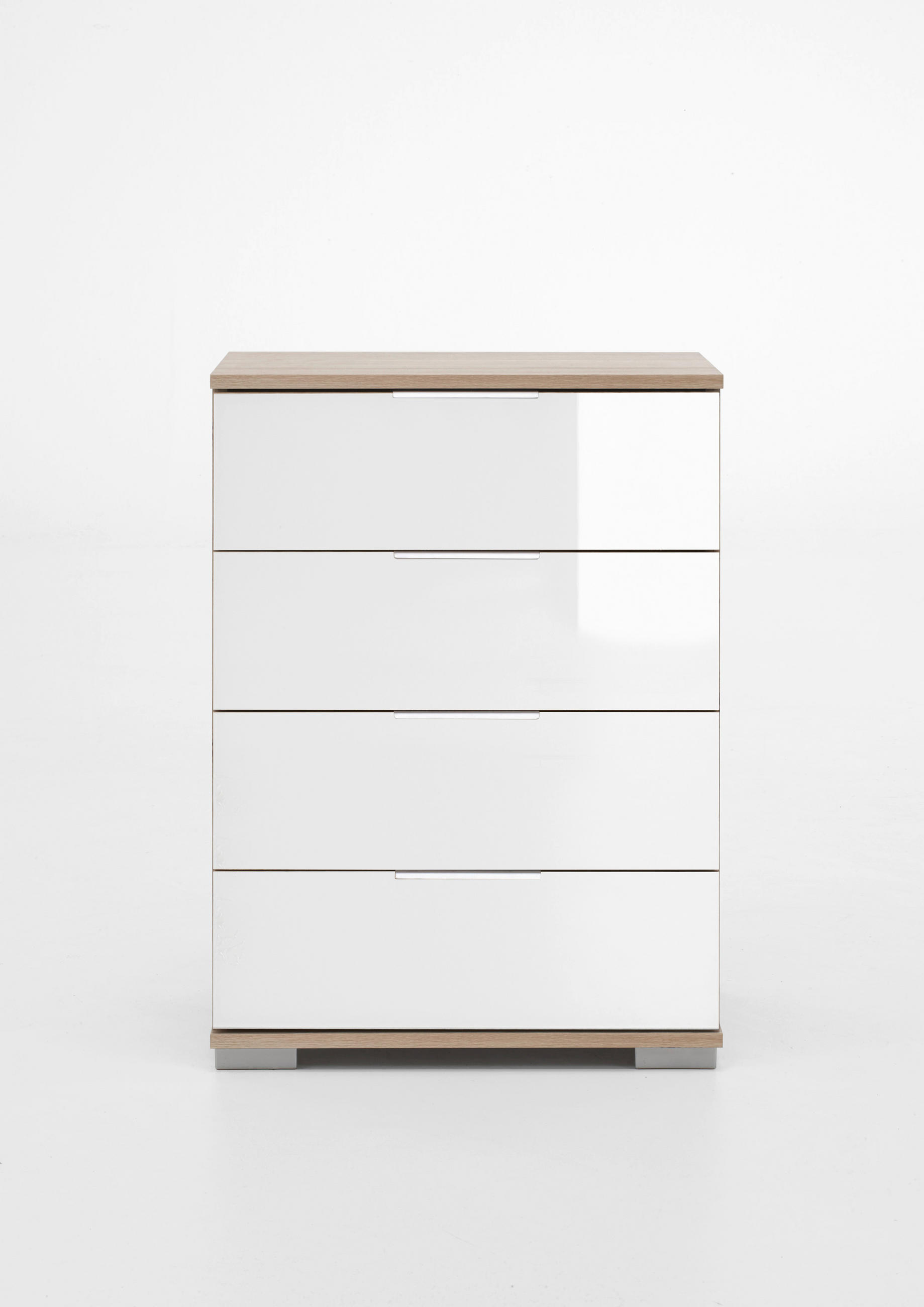 NOĆNI ORMARIĆ bijela, boje hrasta   - bijela/boje hrasta, Moderno, staklo/drvni materijal (52/74/38cm) - Carryhome