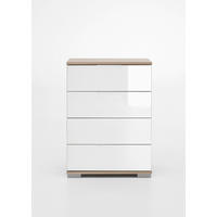 NOĆNI ORMARIĆ bijela, boje hrasta   - bijela/boje hrasta, Moderno, staklo/drvni materijal (52/74/38cm) - Carryhome