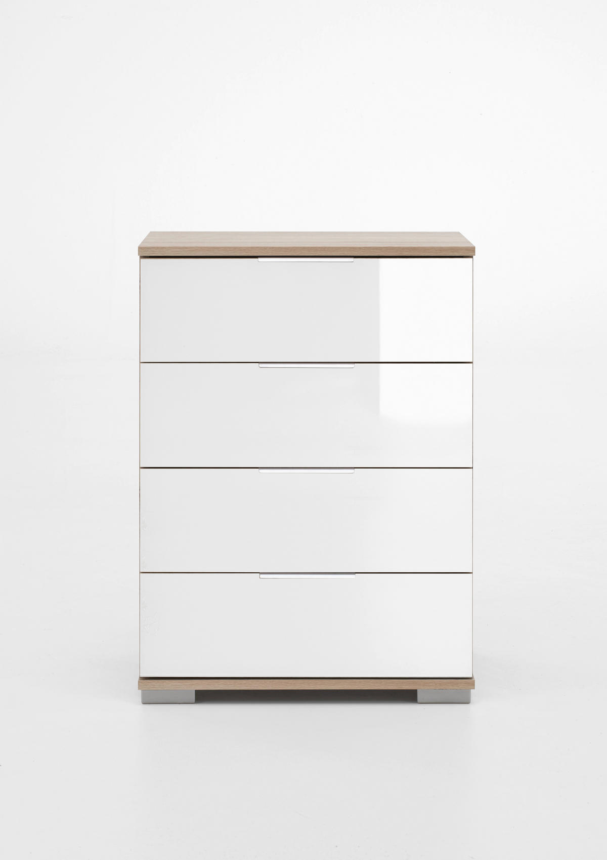 NOĆNI ORMARIĆ bijela, boje hrasta   - bijela/boje hrasta, Moderno, staklo/drvni materijal (52/74/38cm) - Carryhome