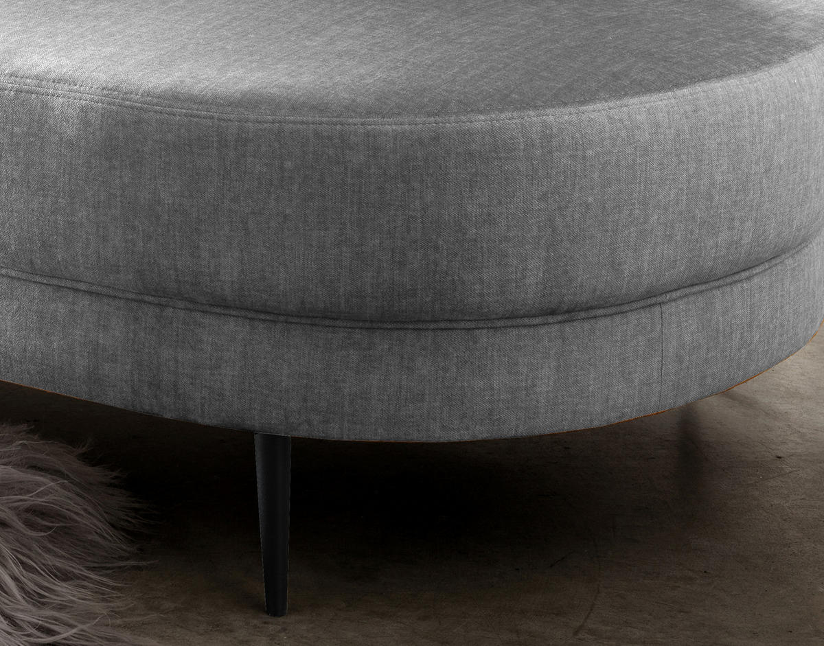 OTTOMANE in Velours Silberfarben  - Silberfarben/Schwarz, Modern, Textil/Metall (211/85/101cm) - Livetastic