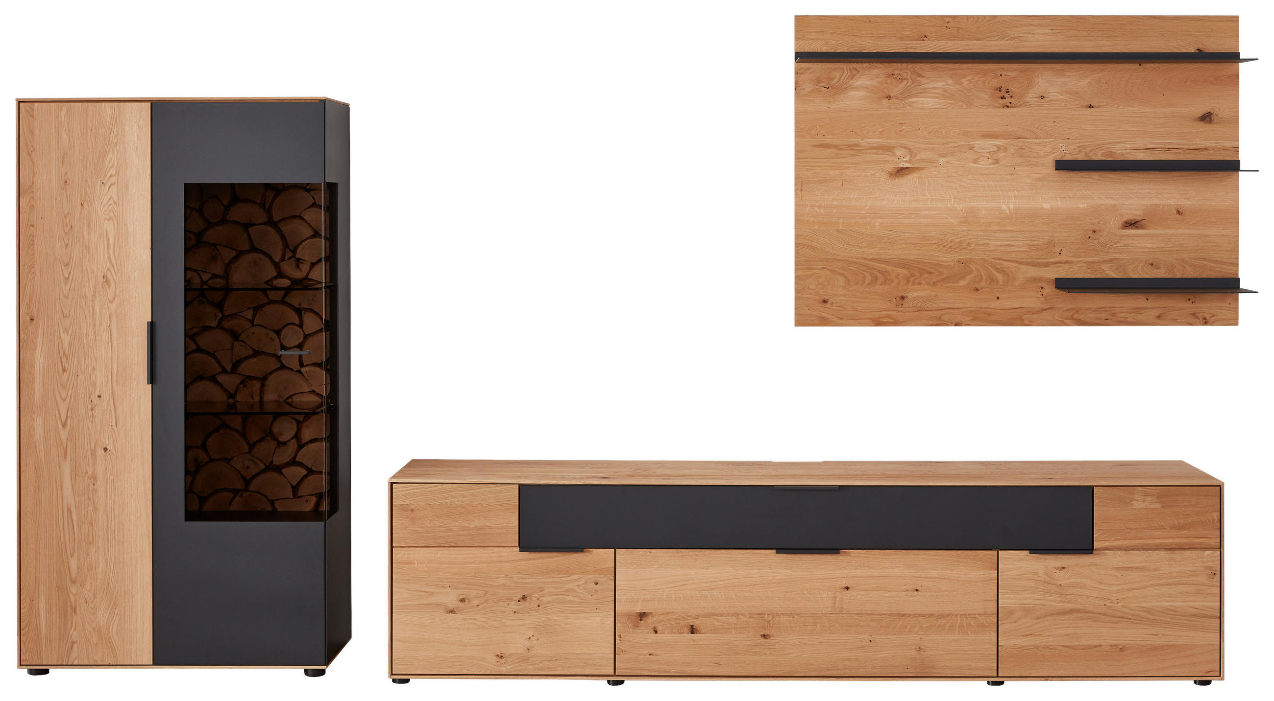 Valdera Wohnwand Schwarz, 321.4x172x45.2 cm