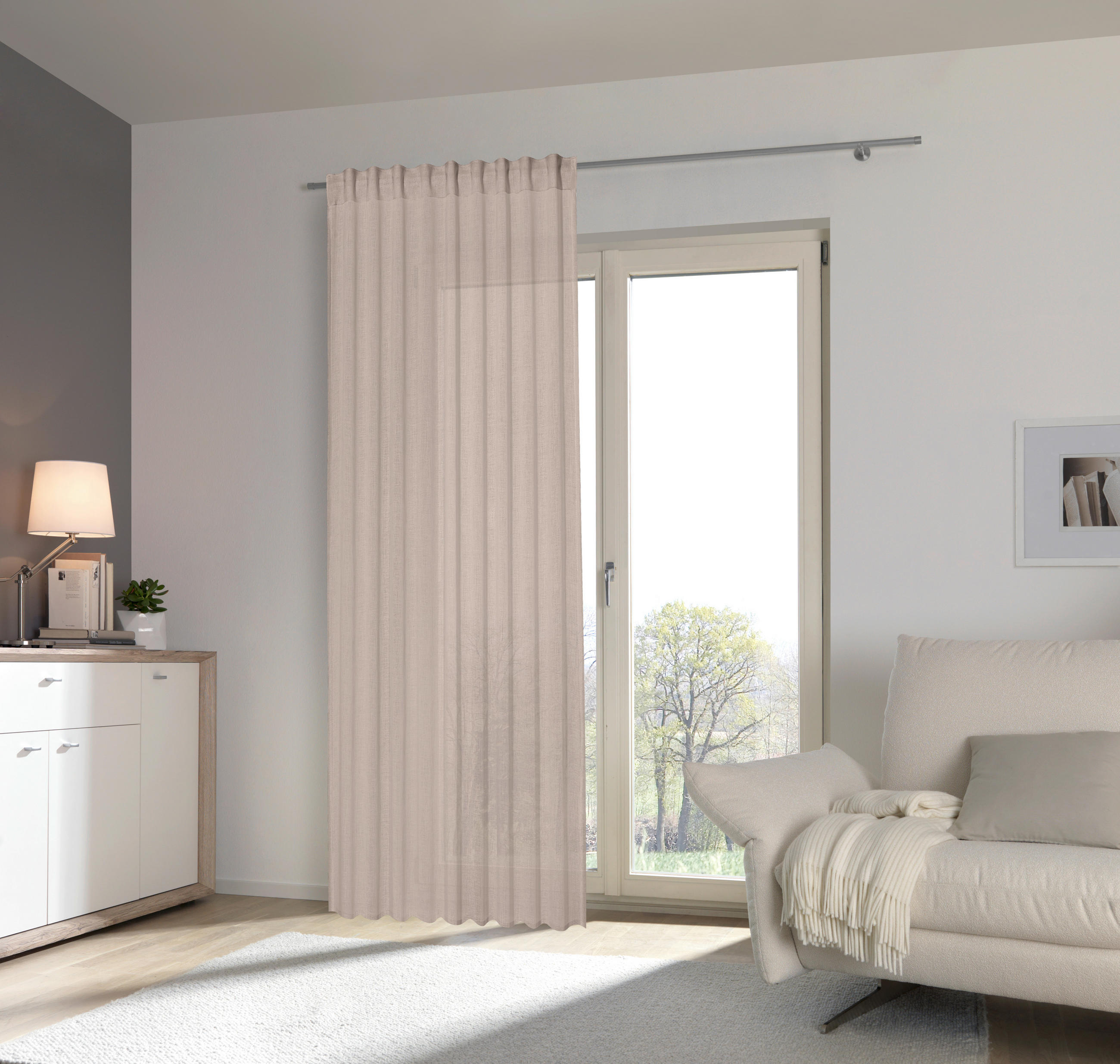 FERTIGVORHANG transparent  - Taupe, Basics, Textil (140/245cm) - Boxxx