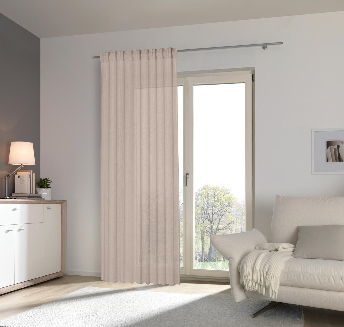 FERTIGVORHANG transparent  - Taupe, Basics, Textil (140/245cm) - Boxxx