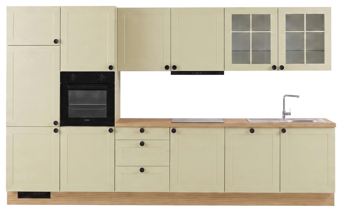 KÜCHENBLOCK IP4250 360 cm  in Eichefarben, Salbeigrün  - Eichefarben/Salbeigrün, Basics, Holzwerkstoff/Metall (360cm) - Impuls