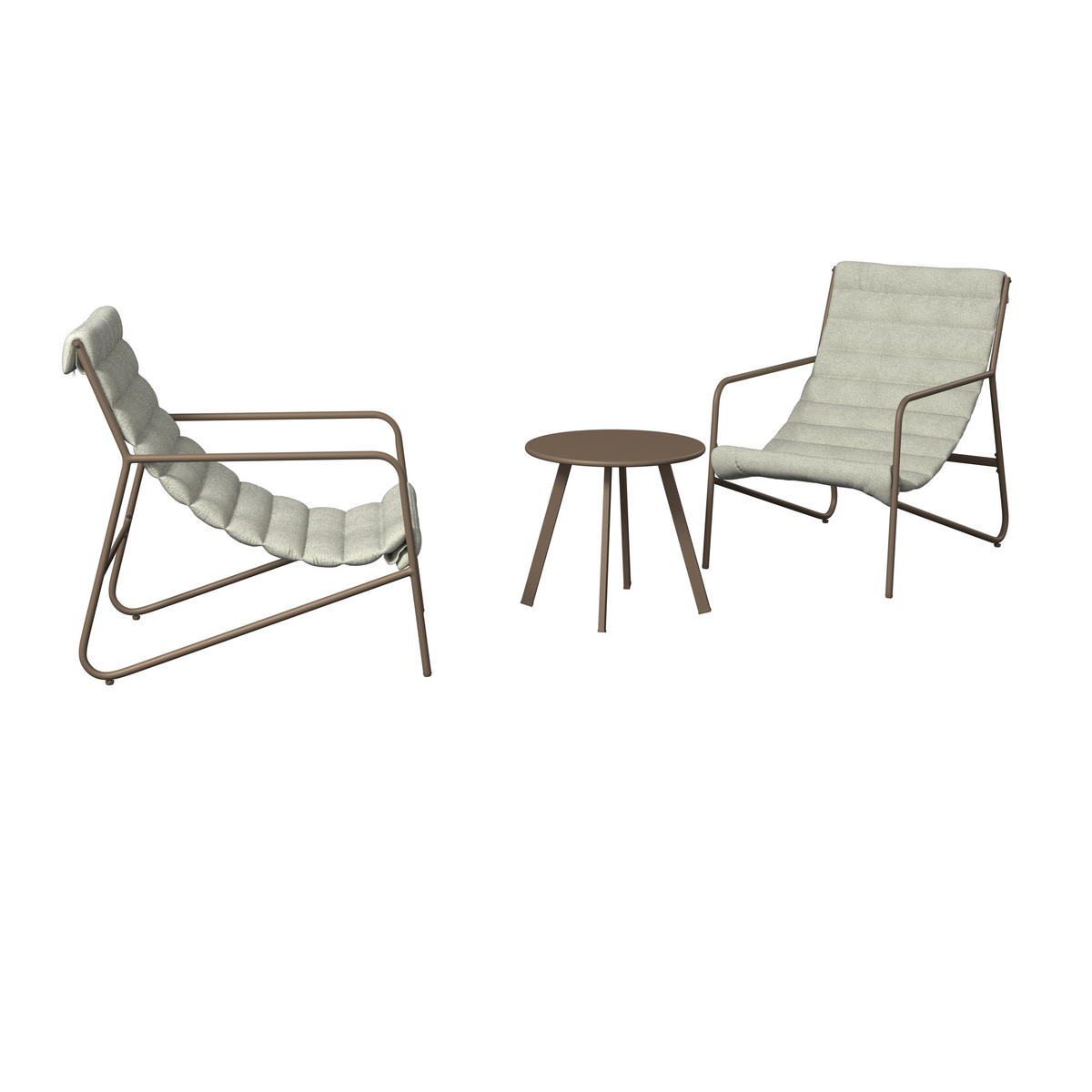 GARTENSET 3-teilig Webstoff Eisen 3-teilig  - Beige/Braun, Basics, Textil/Metall - Ambia Garden