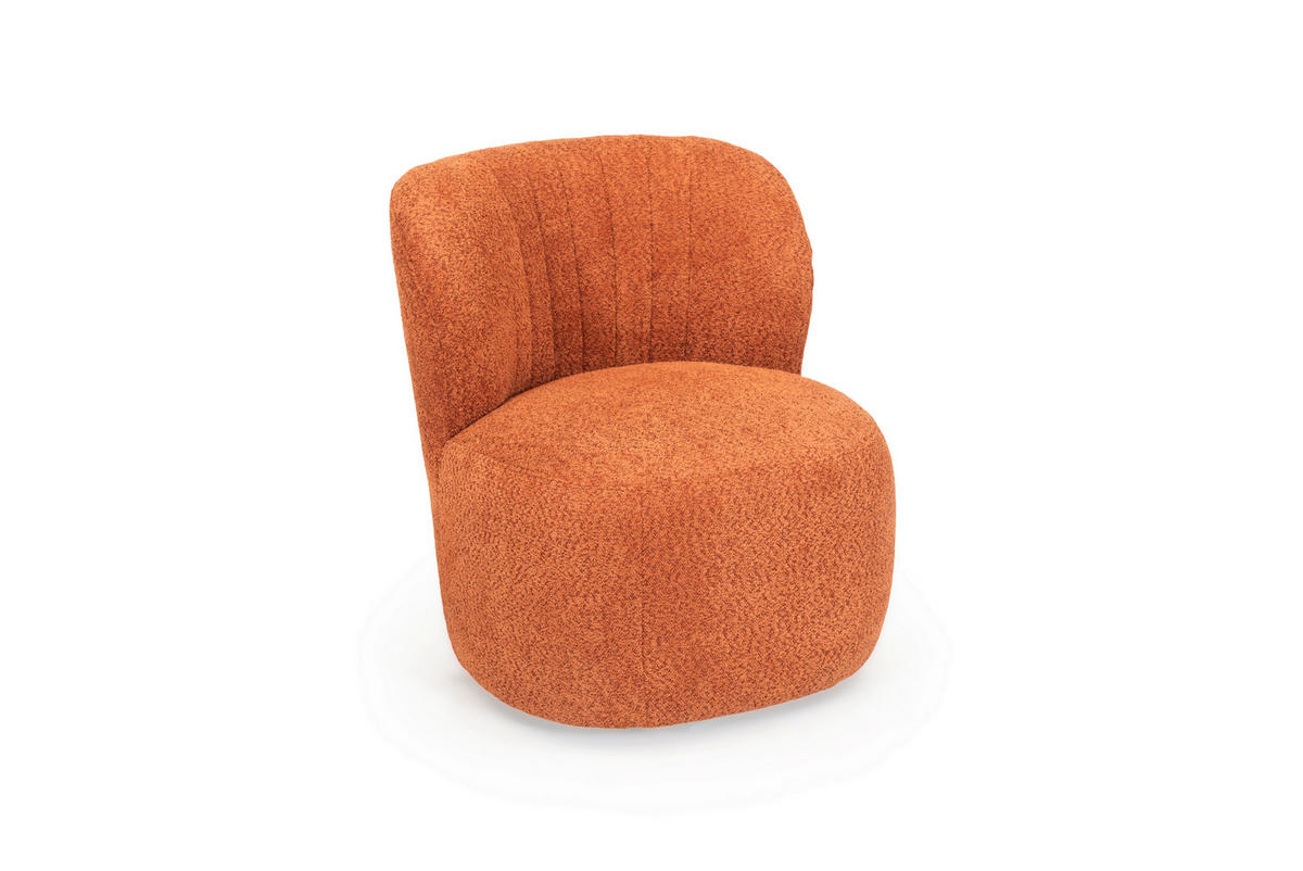 DESIGNSESSEL in Teddystoff Cognac  - Cognac, Design, Textil (73/76/80cm) - Welnova