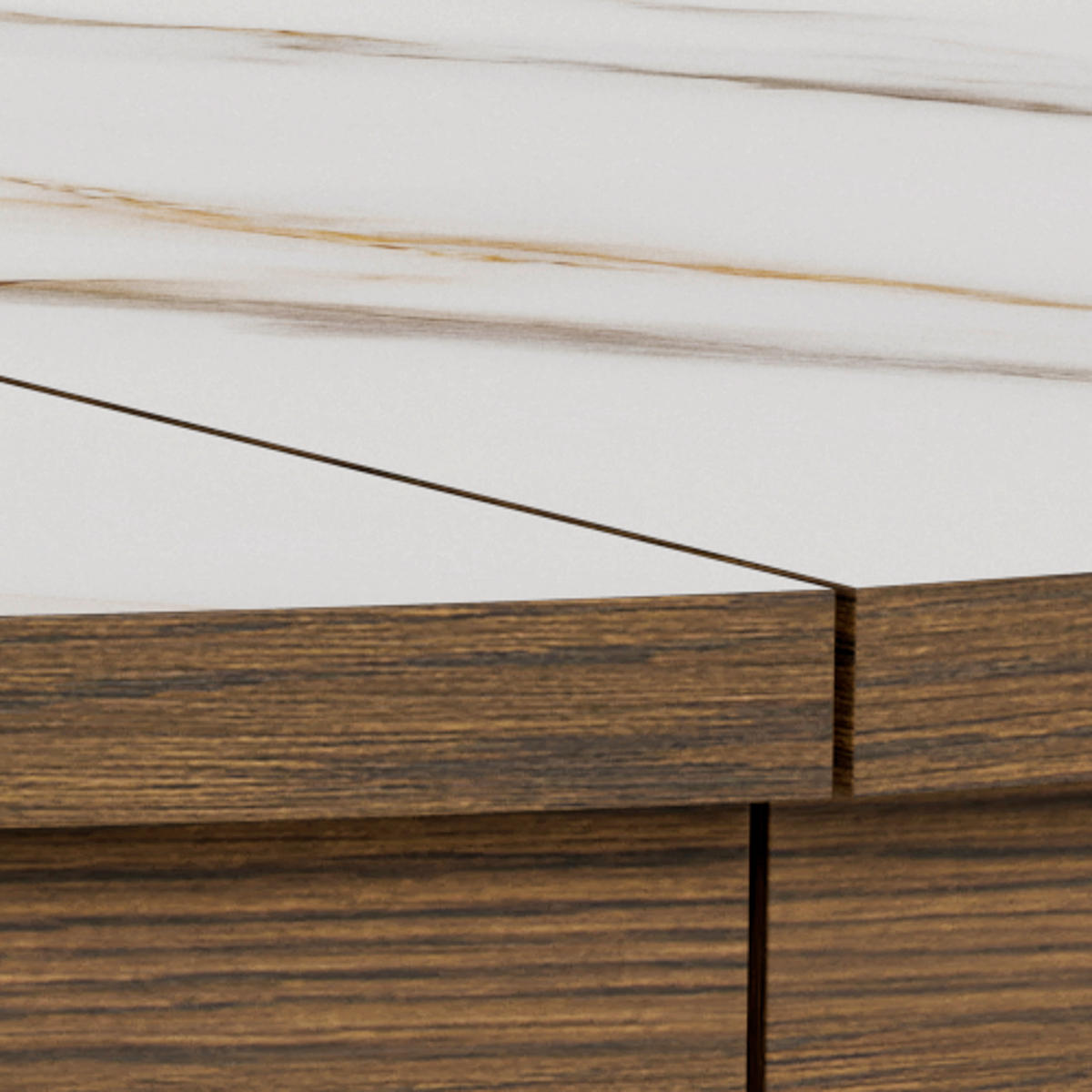 ESSTISCH in Keramik, Holzwerkstoff 120/120/75 cm  - Beige/Braun, MODERN, Keramik/Holzwerkstoff (120/120/75cm) - MID.YOU