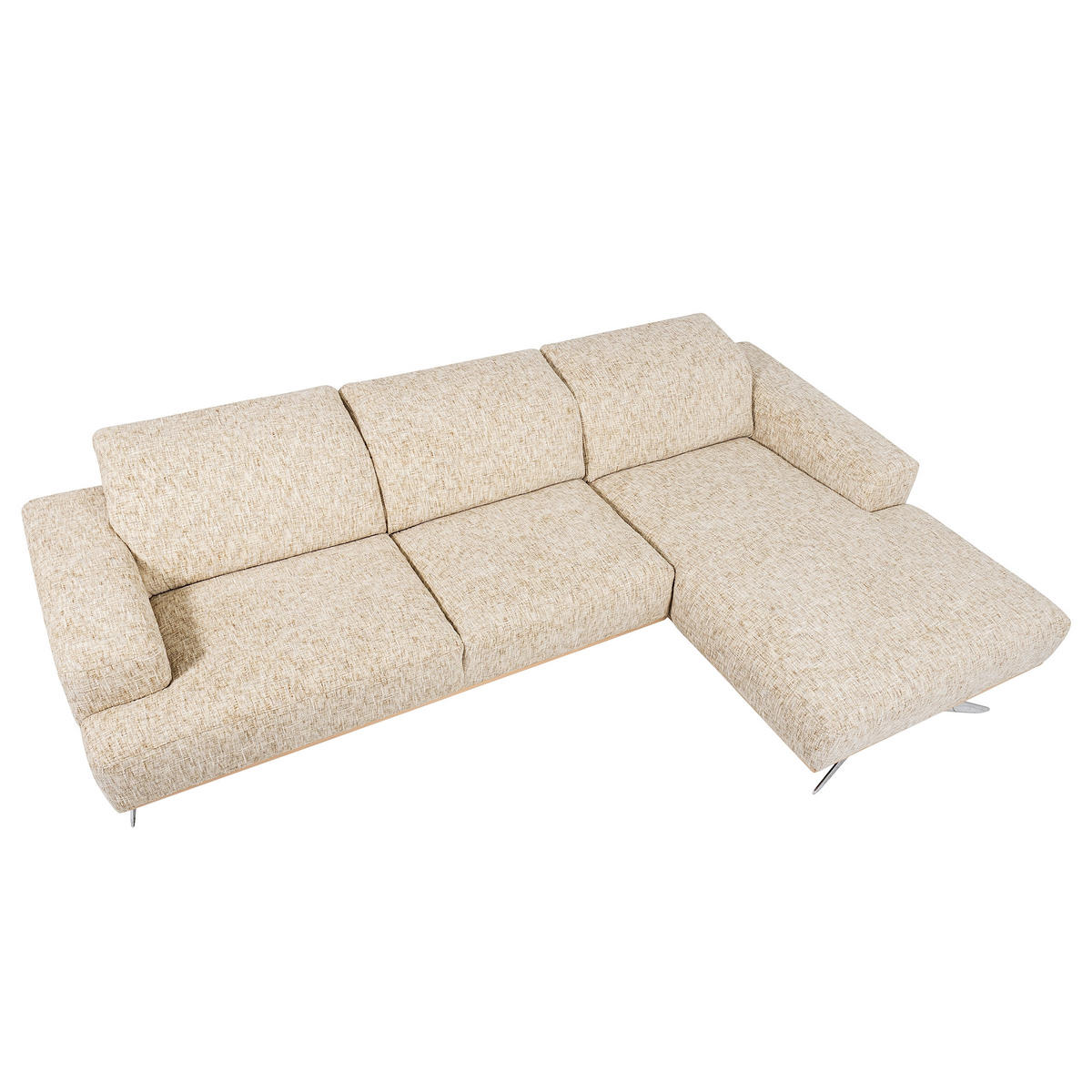 ECKSOFA PORTLAND in Struktur Beige Kopfteilverstellung  295/187 cm  - Chromfarben/Beige, Design, Holz/Textil (295/187cm) - Livetastic