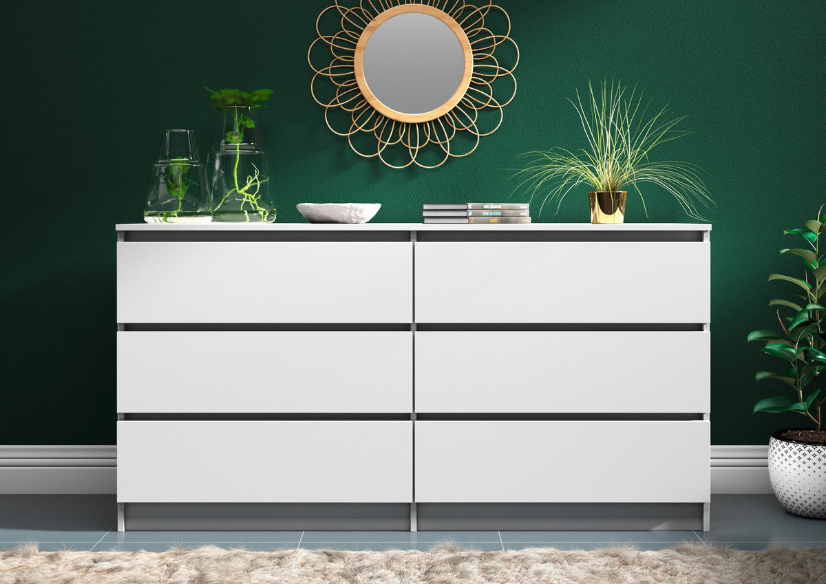 KOMODA   154/80/42 cm   bijela  - bijela, Design, drvni materijal (154/80/42cm)