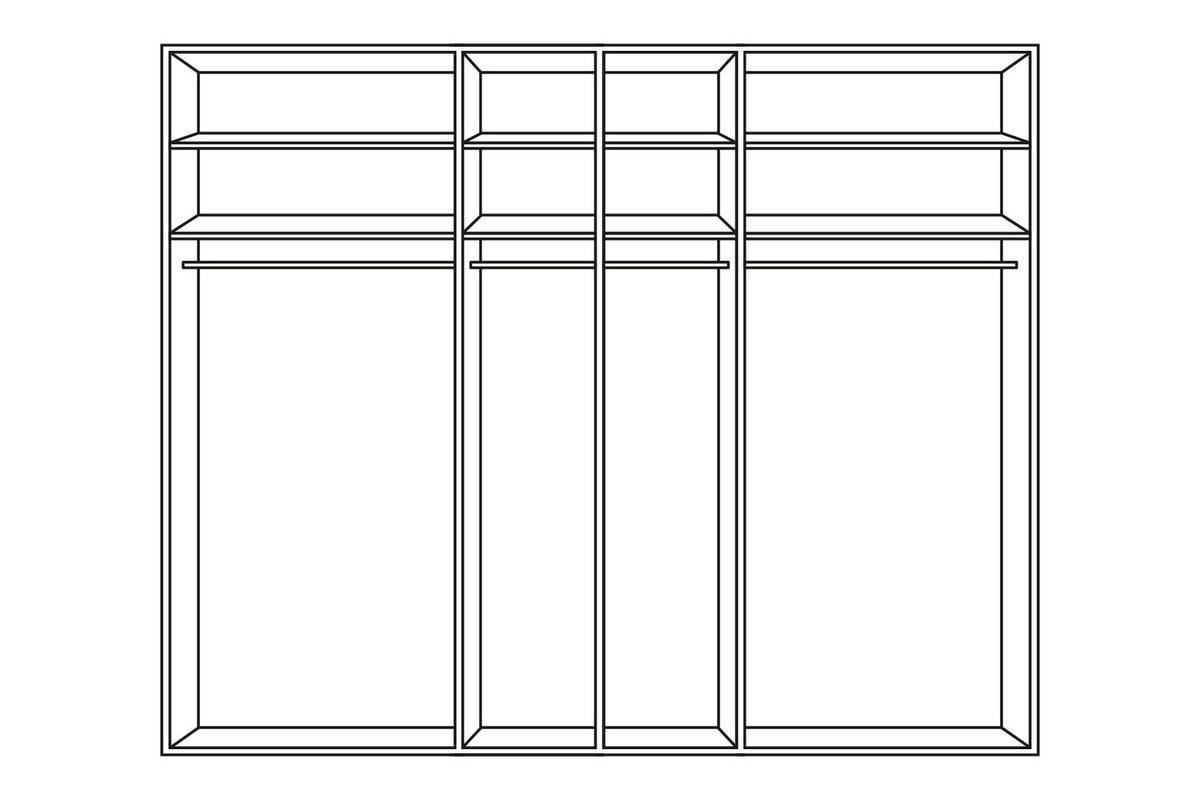 SCHWEBETÜRENSCHRANK 316/223/68 cm 4-türig Graphitfarben, Seidengrau  - Chromfarben/Seidengrau, KONVENTIONELL, Glas/Holzwerkstoff (316/223/68cm) - Novel