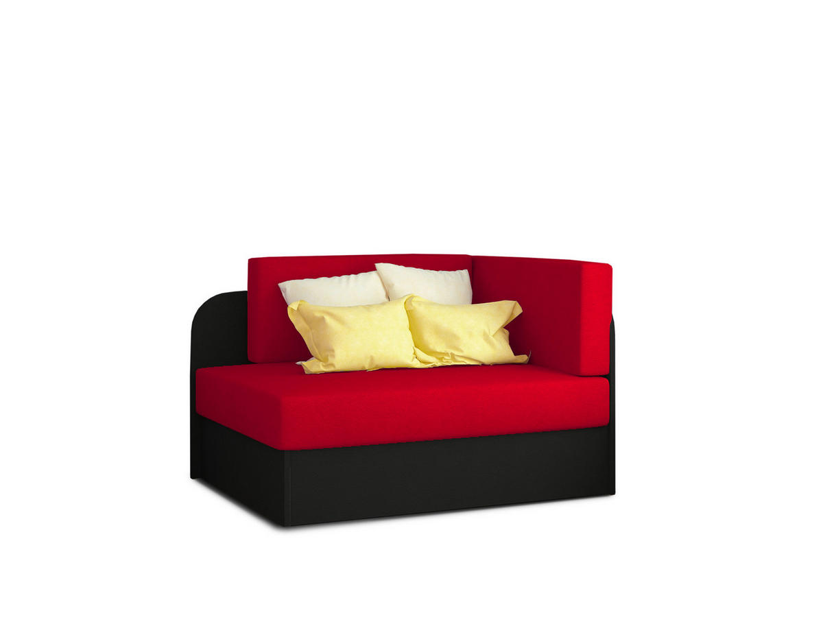 RÉCAMIERE Schwarz, Rot Mikrovelours  - Rot/Schwarz, Design, Kunststoff/Textil (104/60/75cm) - MID.YOU