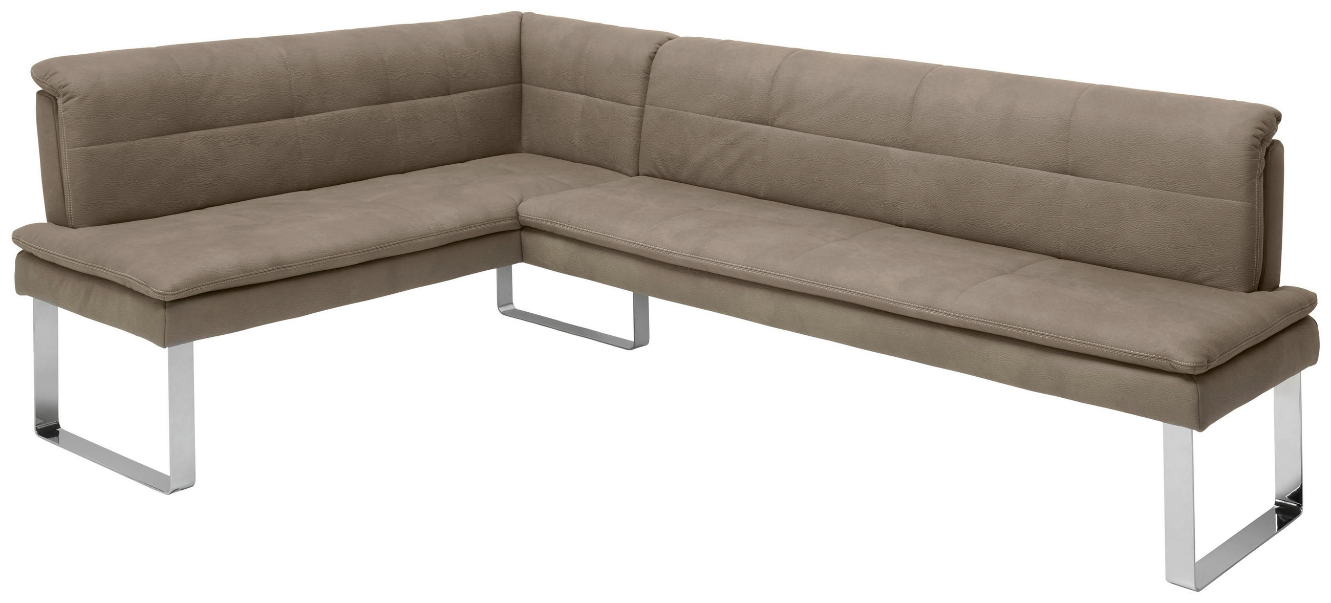 ECKBANK 154/213 cm Mikrofaser Taupe, Chromfarben Metall   - Taupe/Chromfarben, Design, Textil/Metall (154/213cm) - Novel