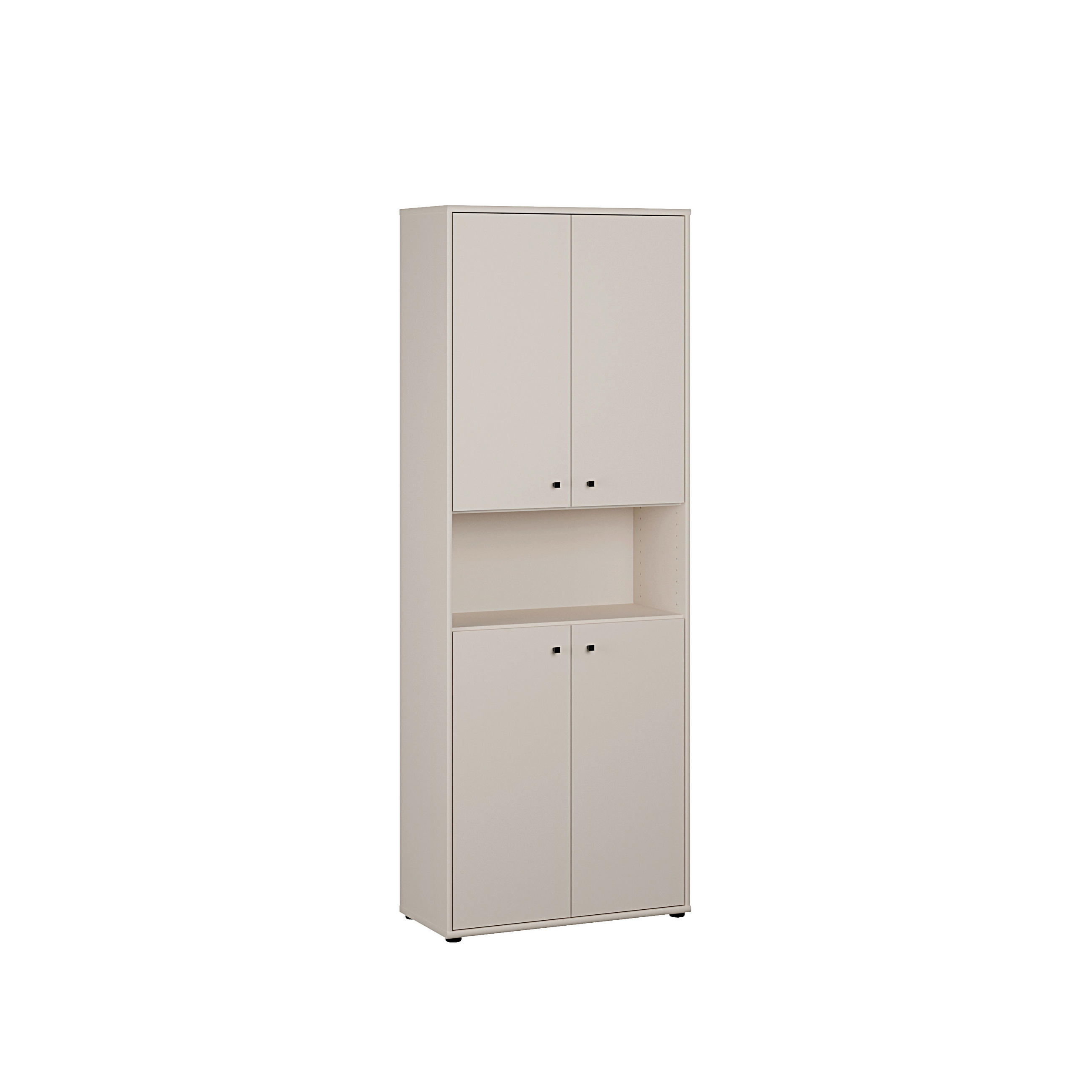 DREHTÜRENSCHRANK 73,7/197,5/34,8 cm,  in Sandfarben, 4 Tür(en)  - Sandfarben/Schwarz, Design, Holzwerkstoff/Kunststoff (73,7/197,5/34,8cm)