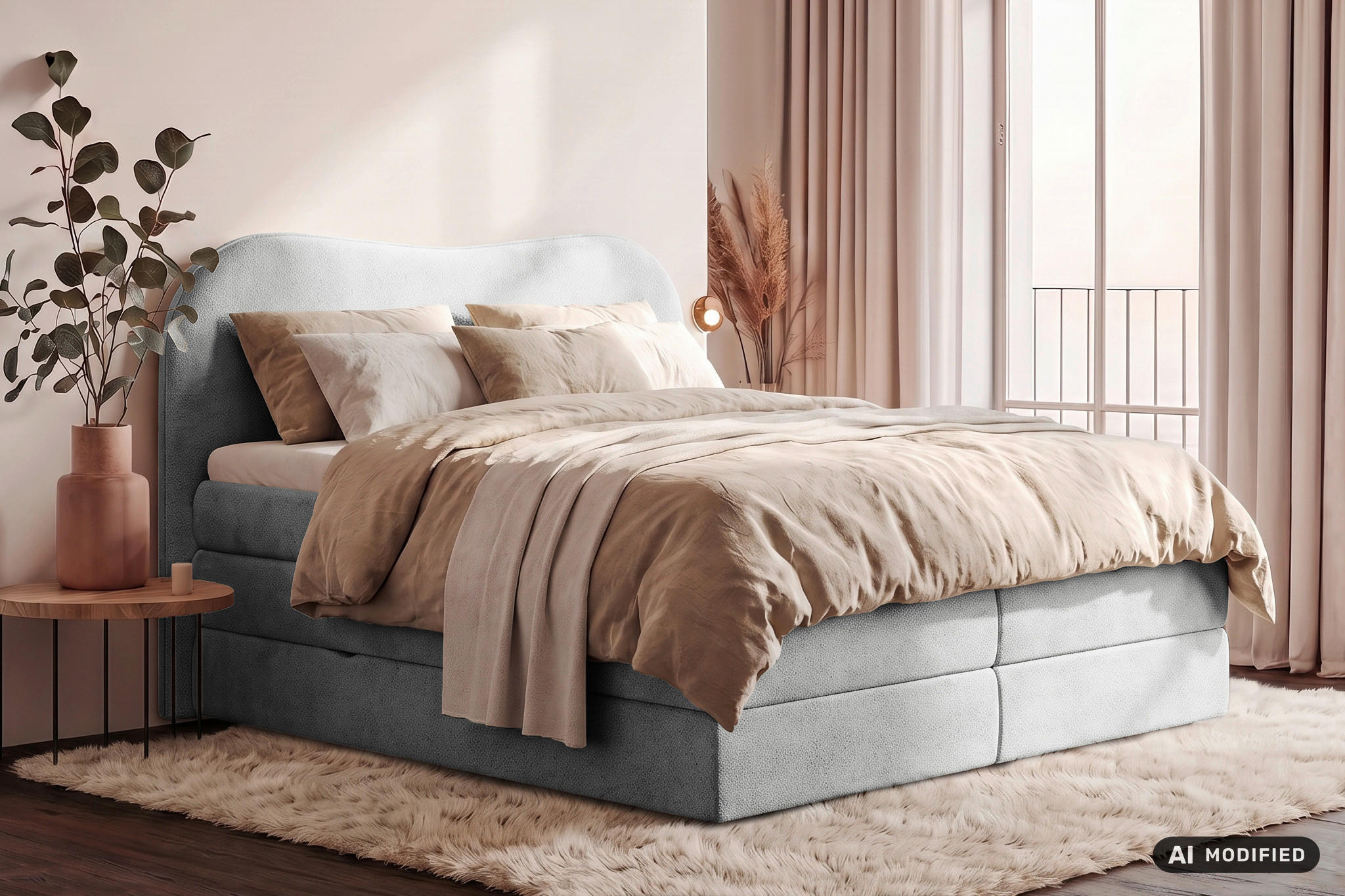 BOXSPRINGBETT 180/200 cm,  in Hellgrau, gepolstertes Kopfteil, Bettkasten, Topper, Matratzen, H3 + H3 = fest  - Hellgrau/Schwarz, Design, Holz/Holzwerkstoff (180/200cm) - Chameo