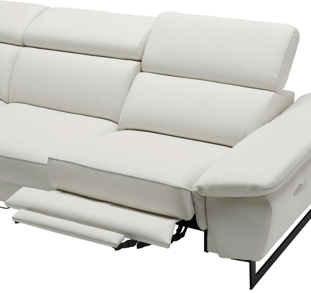 ECKSOFA Weiß Echtleder  - Schwarz/Weiß, Design, Leder/Metall (281/225cm) - Celina Home