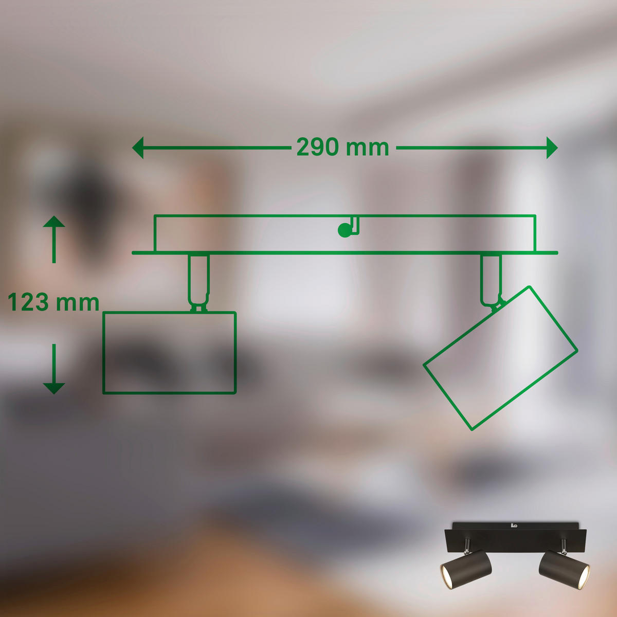 LED-STRAHLER Isil A 29/8/12,3 cm   - Schwarz, Basics, Metall (29/8/12,3cm)