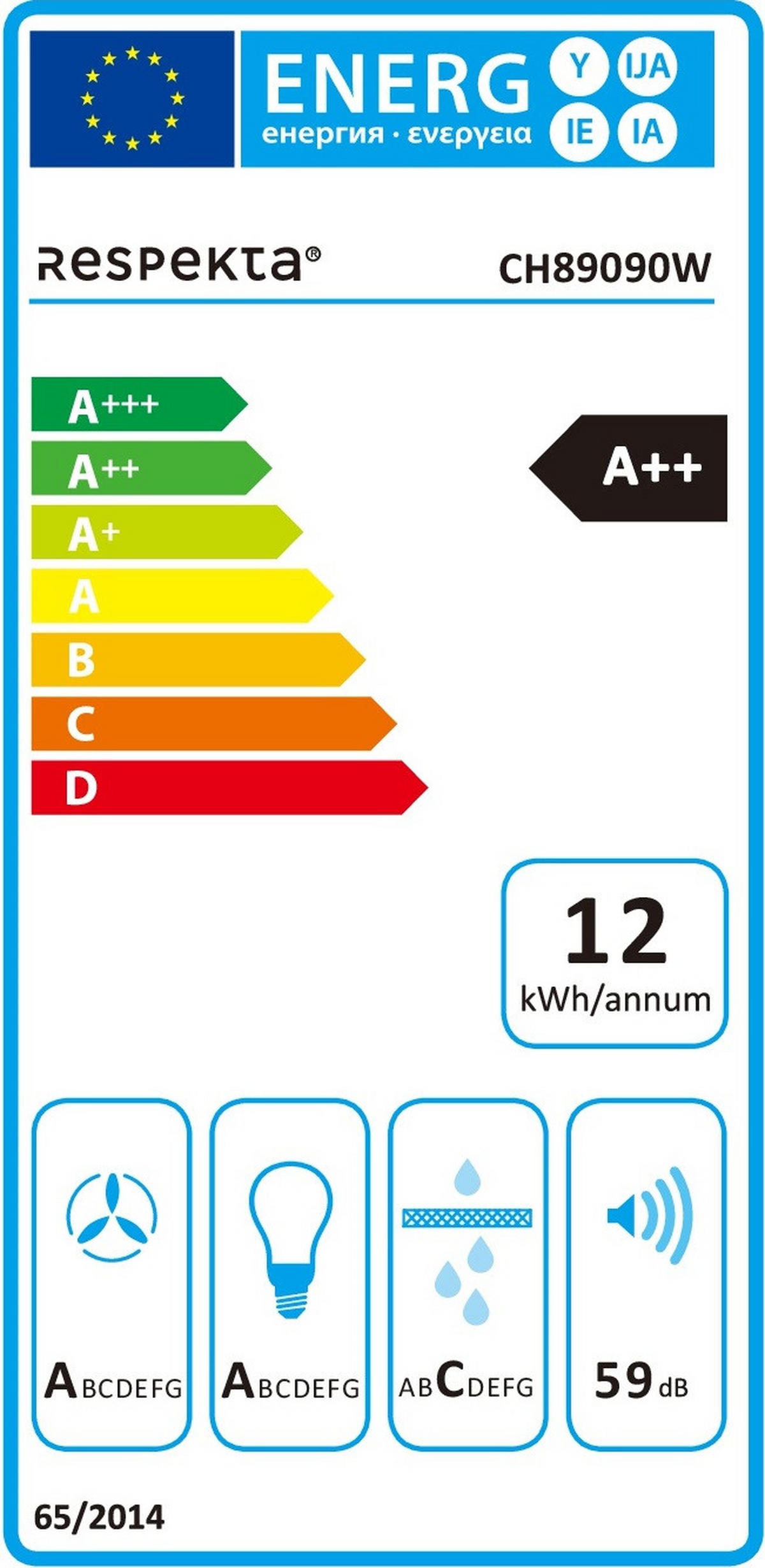 DUNSTABZUGSHAUBE CH89090W  - Weiß, Trend, Glas/Metall (89,5/74,2-109,2/38,5cm) - Respekta