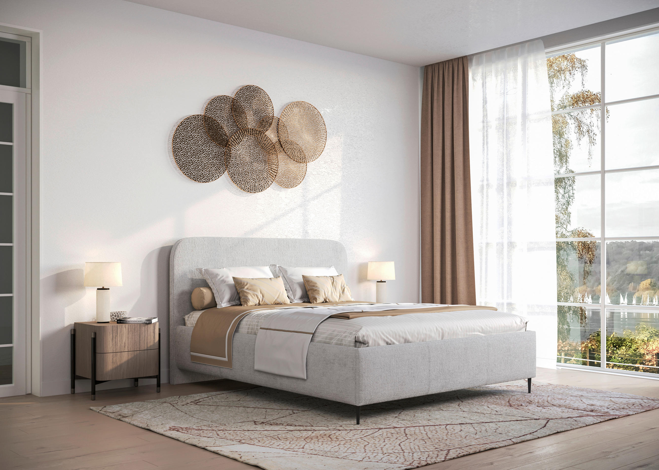 TAPECIRANI KREVET   180/200 cm   siva  - siva/crna, Moderno, drvni materijal/drvo (180/200cm) - Livetastic