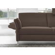 3-SITZER-SOFA Latina in Echtleder Dunkelbraun   - Dunkelbraun/Alufarben, Design, Leder/Metall (190/82/99cm) - Dieter Knoll