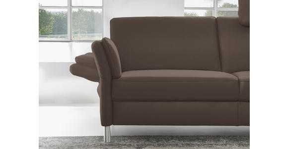 3-SITZER-SOFA Latina in Echtleder Dunkelbraun   - Dunkelbraun/Alufarben, Design, Leder/Metall (190/82/99cm) - Dieter Knoll