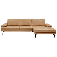 ECKSOFA Honig Echtleder  - Schwarz/Honig, Design, Leder/Metall (310/180cm) - Dieter Knoll