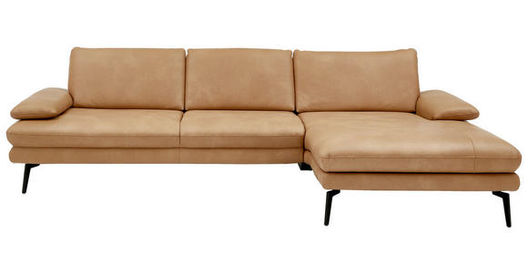 ECKSOFA in Echtleder Honig  - Schwarz/Honig, Design, Leder/Metall (310/180cm) - Dieter Knoll