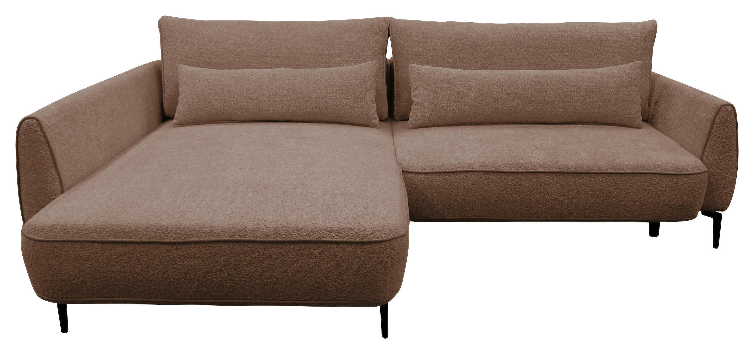 ECKSOFA in Bouclé Braun  - Creme/Schwarz, Design, Textil/Metall (204/273cm) - MID.YOU